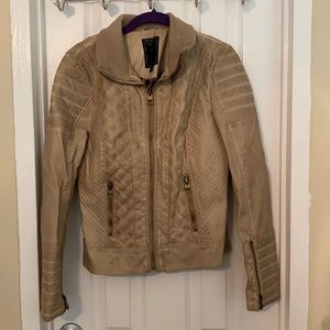 GUESS Distressed Faux Leather Moto Jacket